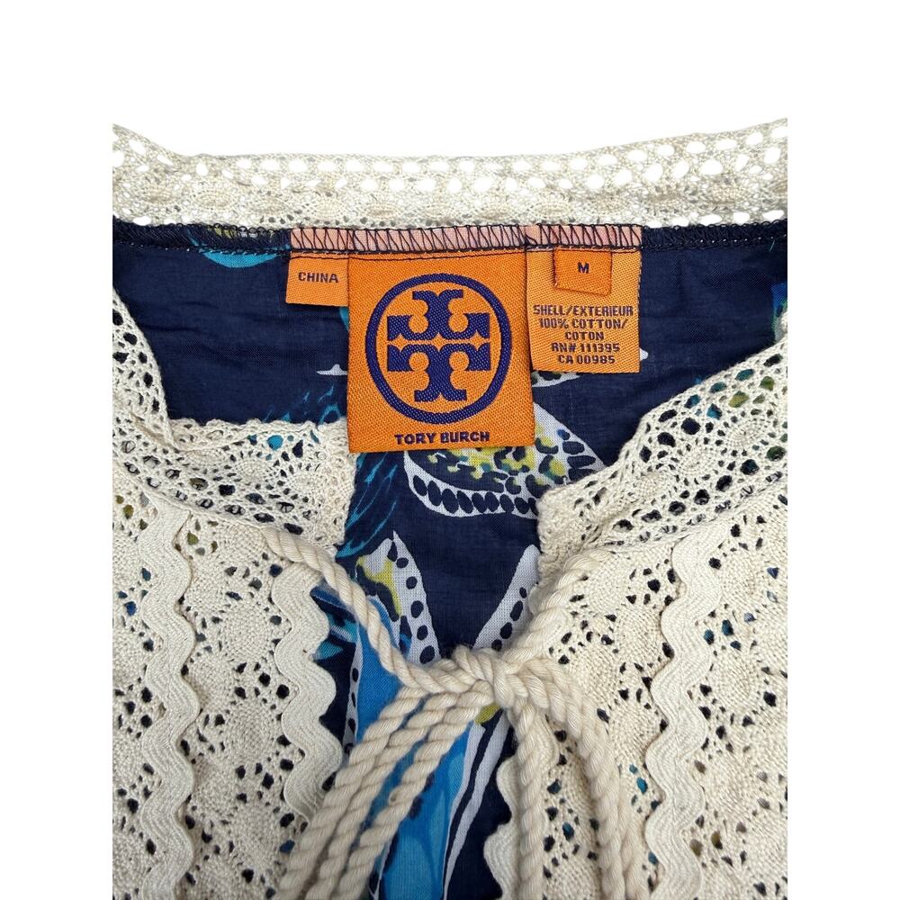 TORY BURCH Multicolor Butterfly Print Cotton Blouse Size Medium - Picture 4 of 6